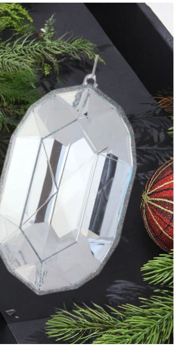 6.5" Acrylic Oval Jewel Ornament: Clear - Michelle's aDOORable Creations - Holiday Ornaments