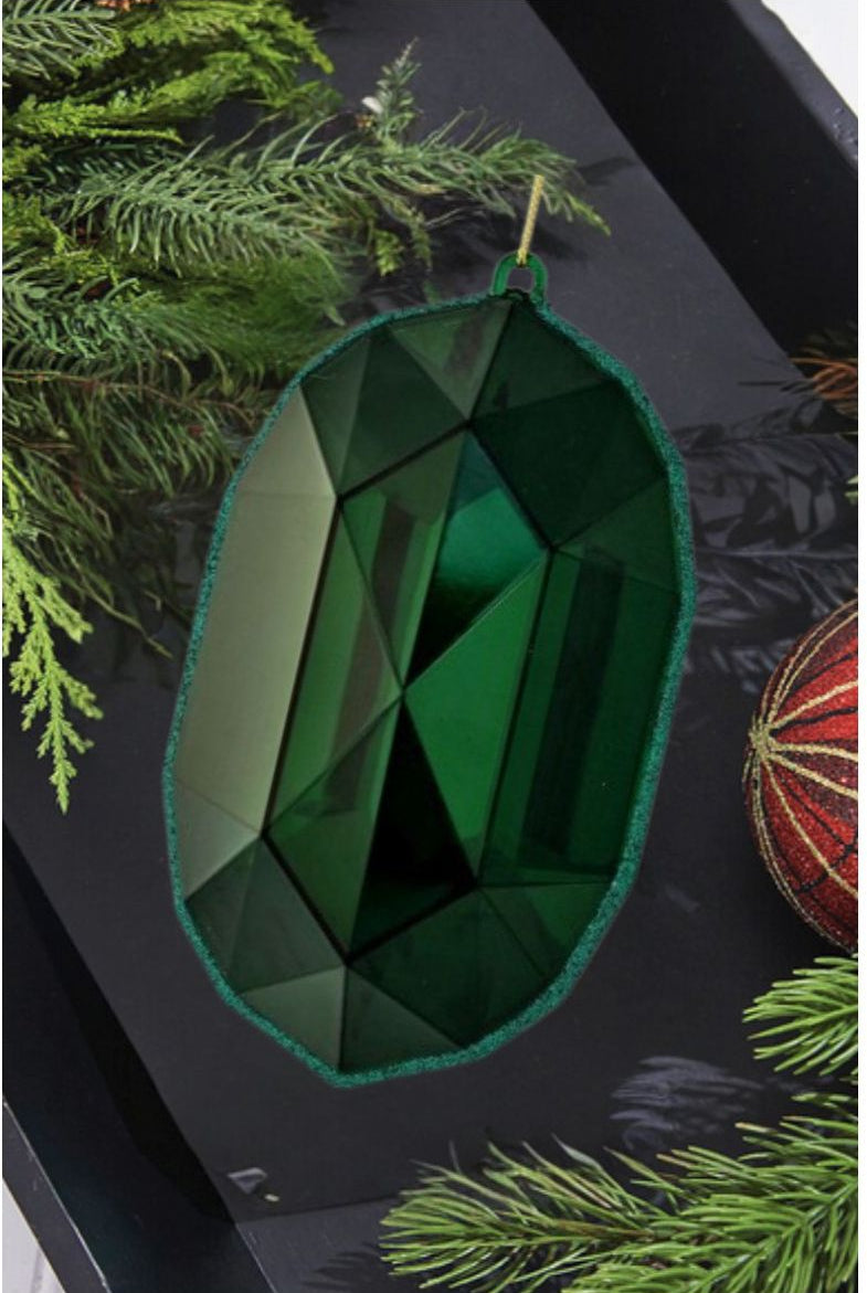 6.5" Acrylic Oval Jewel Ornament: Emerald Green - Michelle's aDOORable Creations - Holiday Ornaments