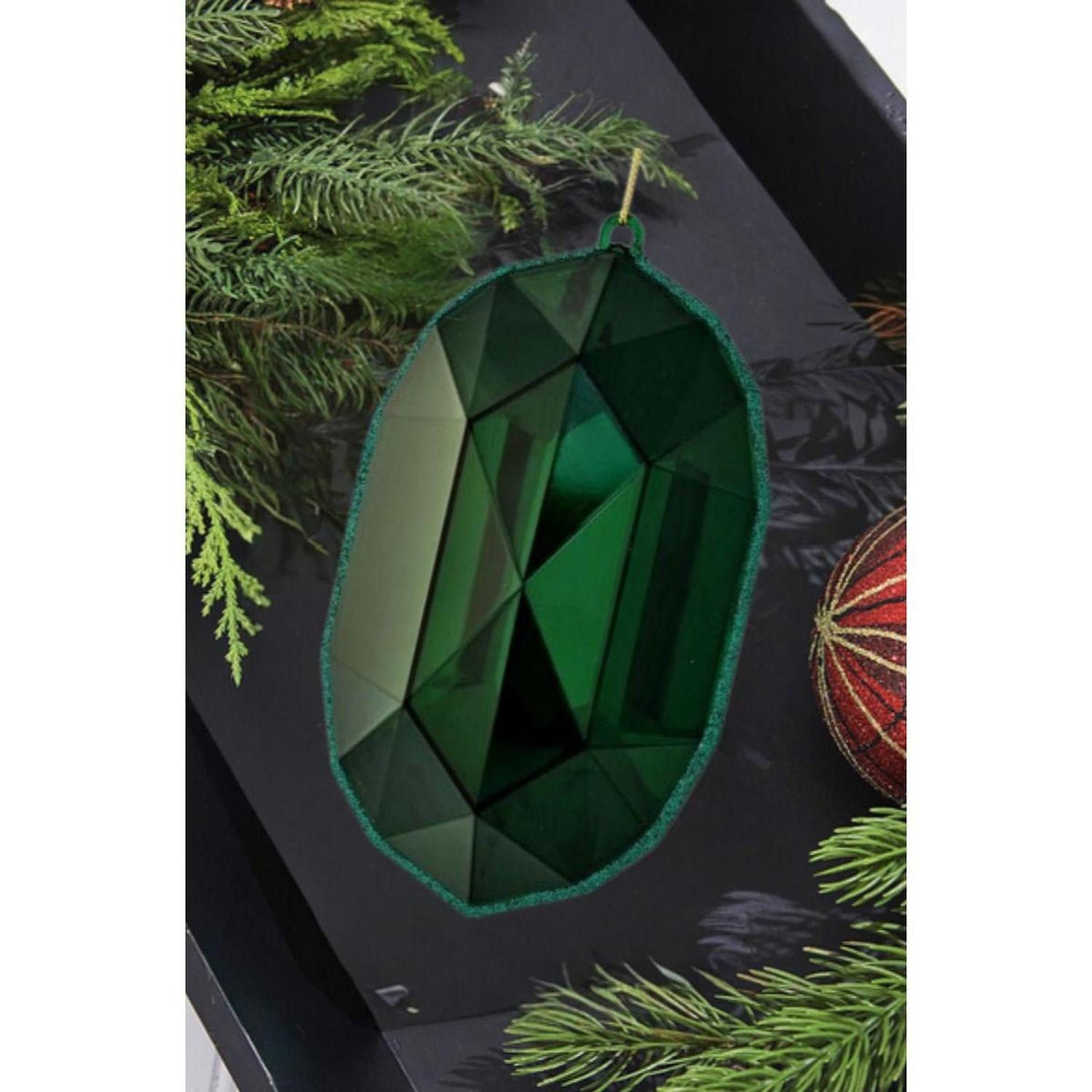 Shop For 6.5" Acrylic Oval Jewel Ornament: Emerald Green at Michelle's aDOORable Creations