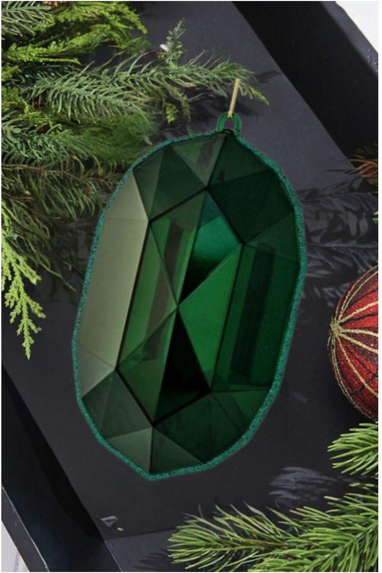 Shop For 6.5" Acrylic Oval Jewel Ornament: Emerald Green at Michelle's aDOORable Creations