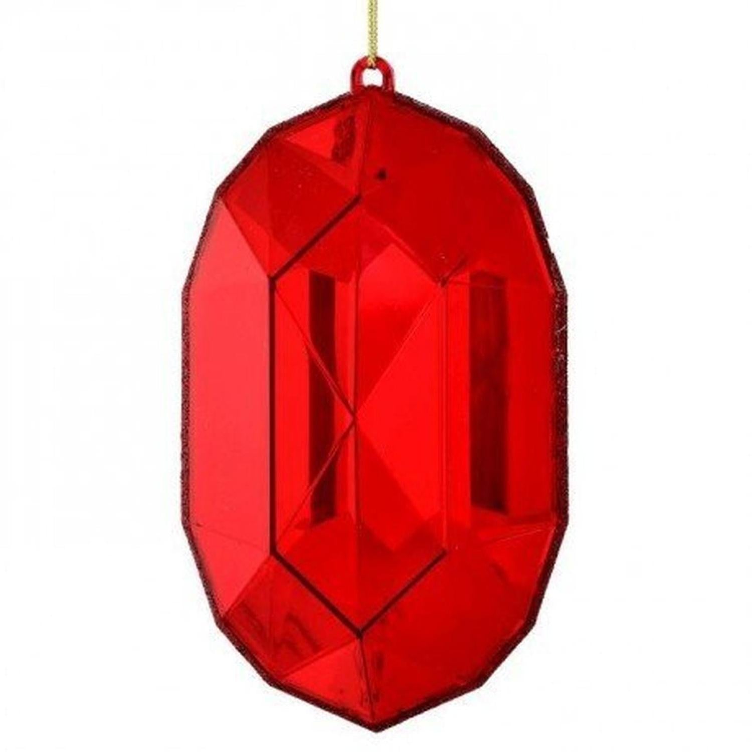 6.5" Acrylic Oval Jewel Ornament: Red