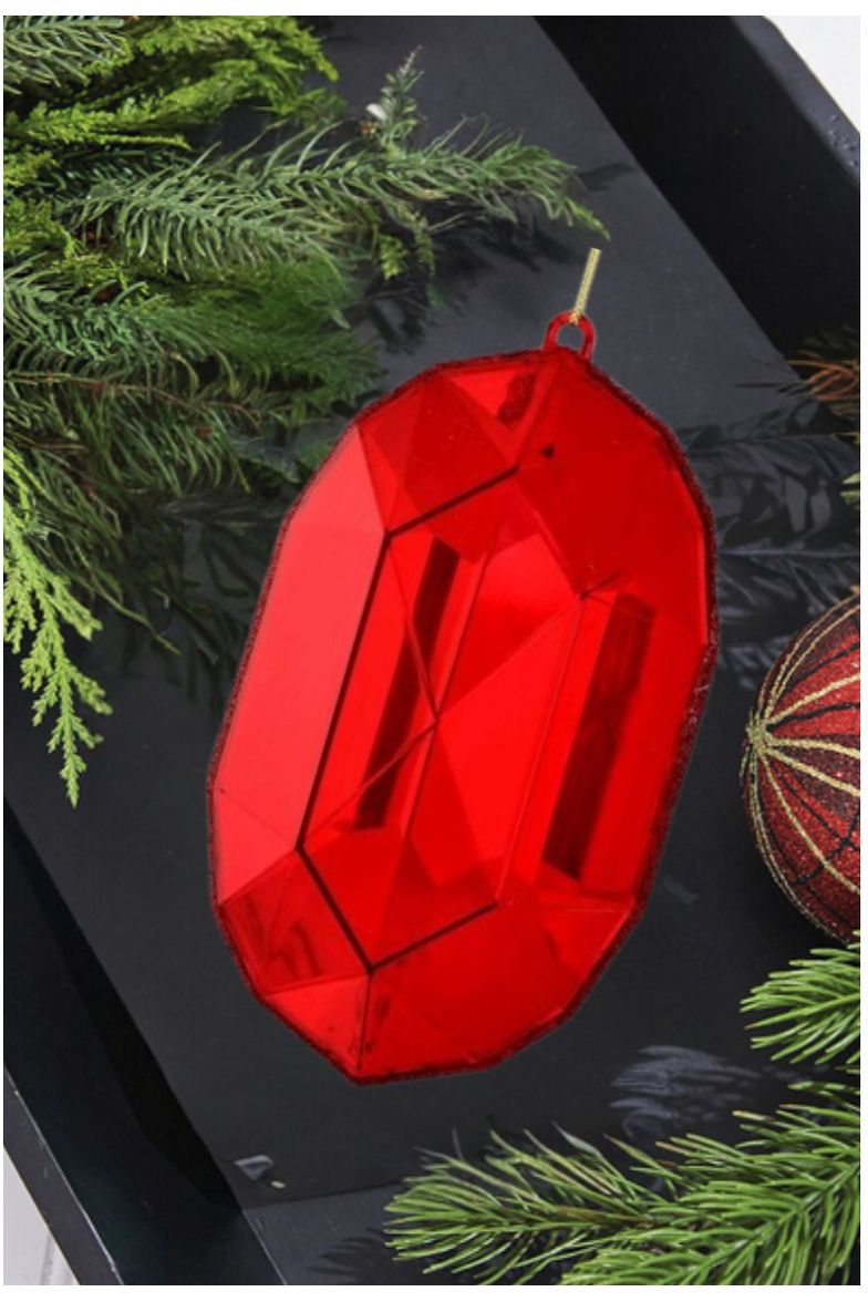 6.5" Acrylic Oval Jewel Ornament: Red - Michelle's aDOORable Creations - Holiday Ornaments