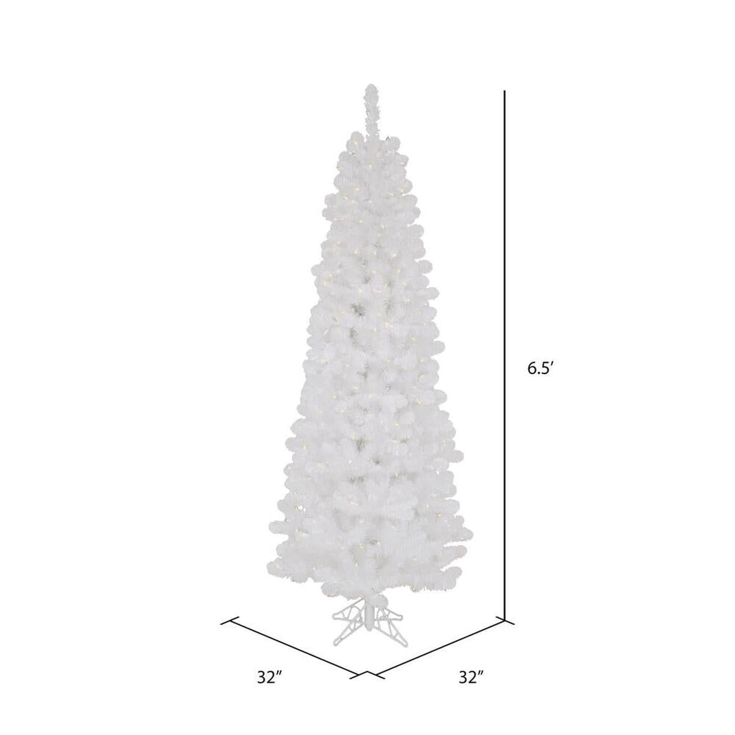 6.5' White Salem Pencil Pine Artificial Christmas Tree with 250 Clear Lights