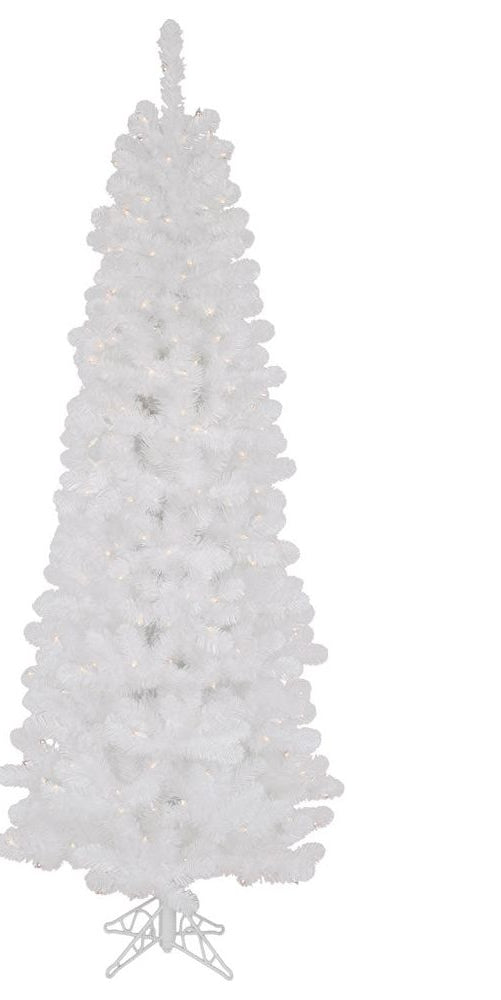 6.5' White Salem Pencil Pine Artificial Christmas Tree with 250 Clear Lights - Michelle's aDOORable Creations - Christmas Tree