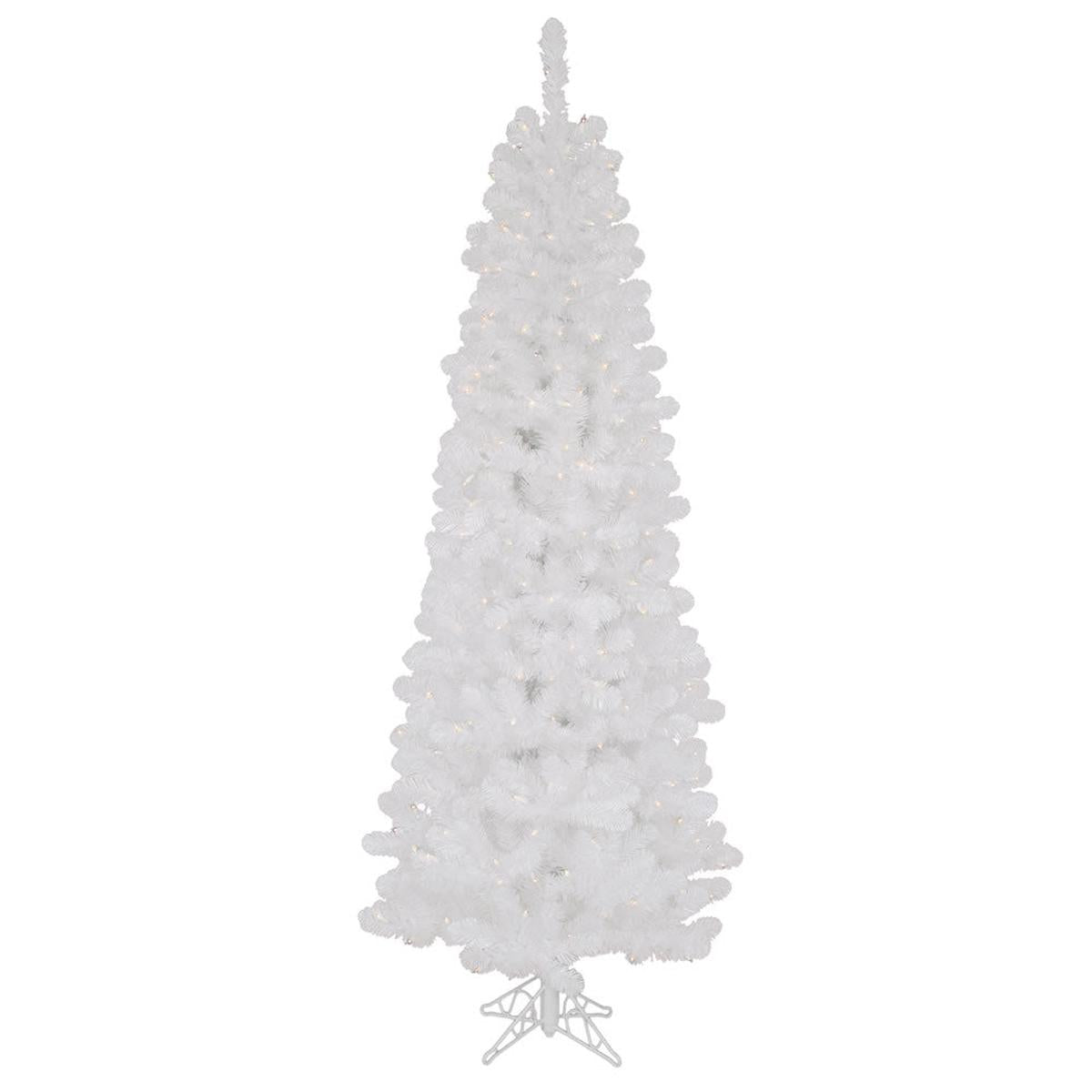 Shop For 6.5' White Salem Pencil Pine Artificial Christmas Tree with 250 Clear Lights at Michelle's aDOORable Creations