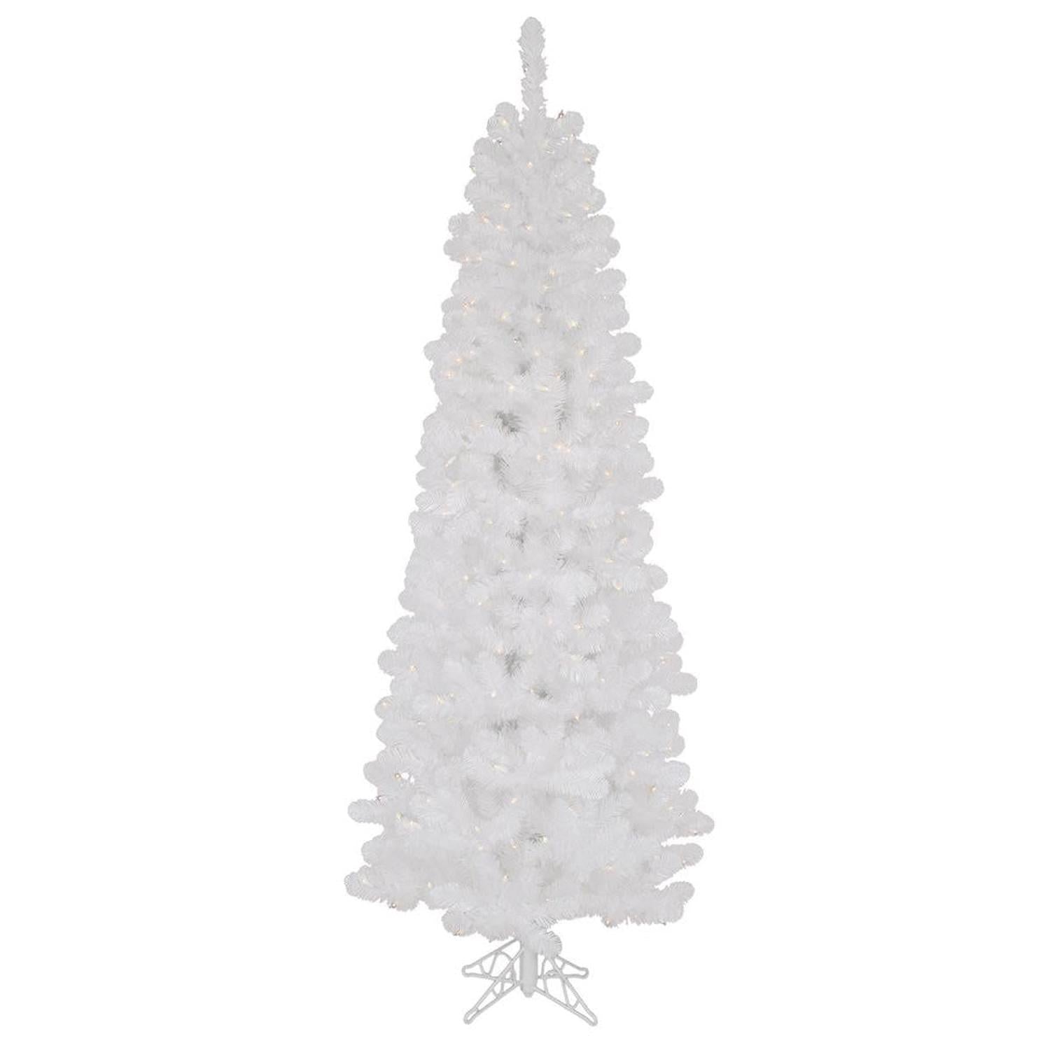 Shop For 6.5' White Salem Pencil Pine Artificial Christmas Tree with 250 Clear Lights at Michelle's aDOORable Creations