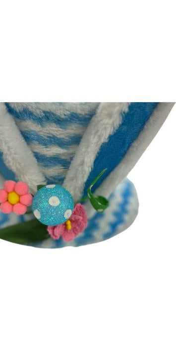 7" Chevron Bunny Ear Top Hat: Blue - Michelle's aDOORable Creations - Easter