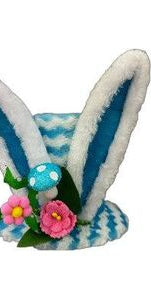 7" Chevron Bunny Ear Top Hat: Blue - Michelle's aDOORable Creations - Easter