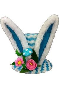 7" Chevron Bunny Ear Top Hat: Blue - Michelle's aDOORable Creations - Easter