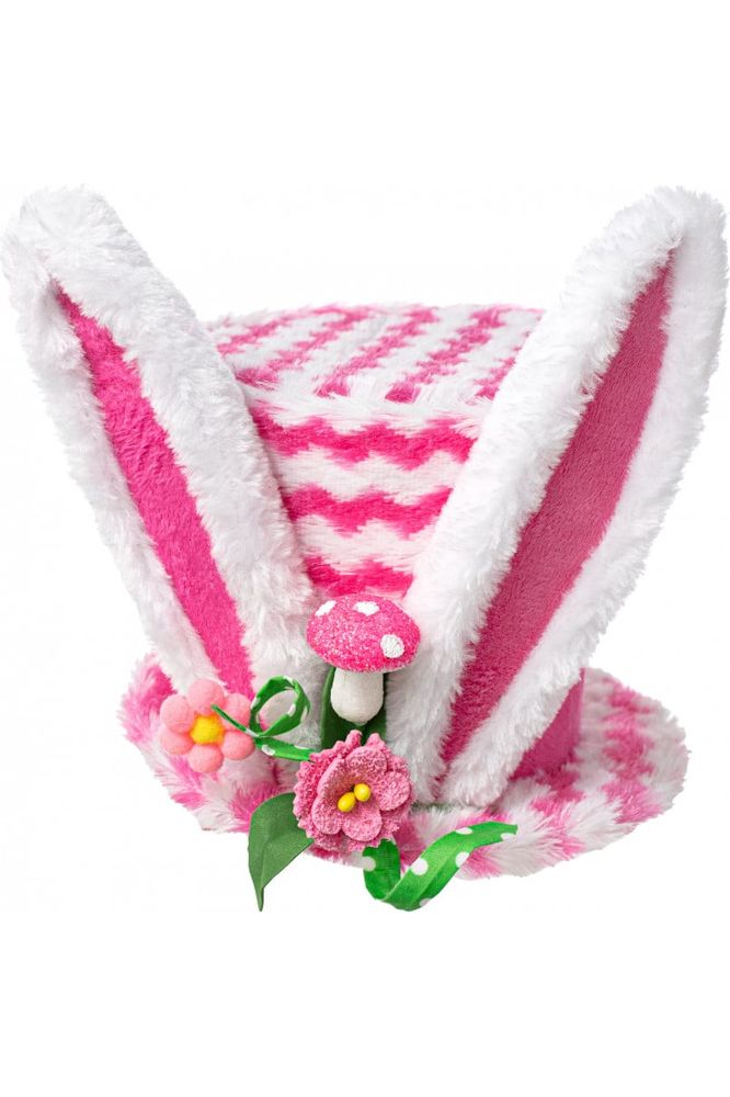 7" Chevron Bunny Ear Top Hat: Pink - Michelle's aDOORable Creations - Easter