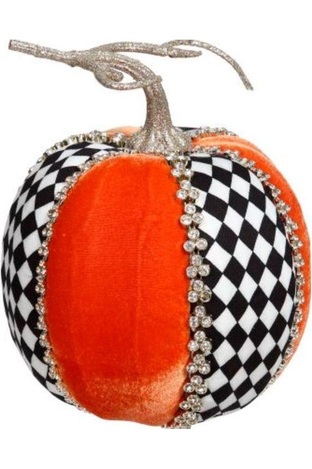 7" Orange Diamond Trim Pumpkin: Check - Michelle's aDOORable Creations - Pumpkin