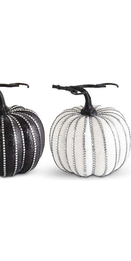 7.25" Assorted White and Black Pumpkins (2 Styles) - Michelle's aDOORable Creations - Pumpkin