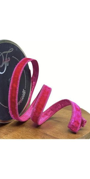 .75" Velvet Luster Ribbon: Hot Pink (10 Yards) - Michelle's aDOORable Creations - Wired Edge Ribbon