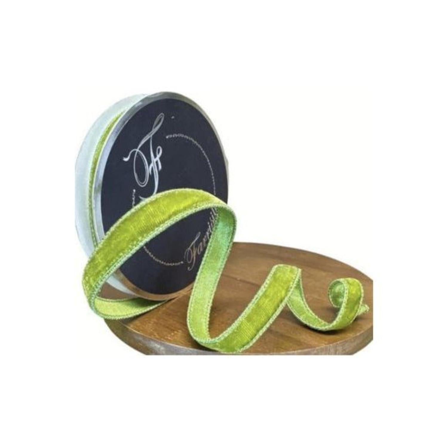 .75" Velvet Luster Ribbon: Lime Green (10 Yards)