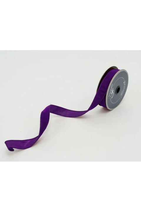 .75" Velvet Luster Ribbon: Purple (10 Yards) - Michelle's aDOORable Creations - Wired Edge Ribbon