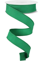 7/8" Diagonal Weave Ribbon: Emerald Green (10 Yards) - Michelle's aDOORable Creations - Wired Edge Ribbon