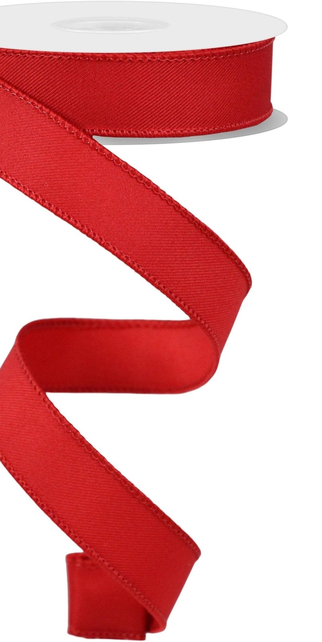 7/8" Diagonal Weave Ribbon: Red (10 Yards) - Michelle's aDOORable Creations - Wired Edge Ribbon