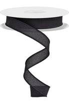 7/8" Faux Burlap Ribbon: Black (25 Yards) - Michelle's aDOORable Creations - Wired Edge Ribbon