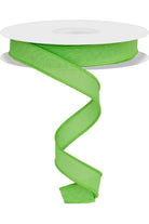 7/8" Faux Burlap Ribbon: Fresh Green (25 Yards) - Michelle's aDOORable Creations - Wired Edge Ribbon