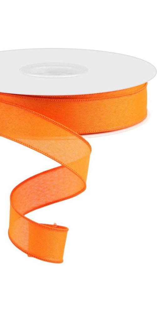 7/8" Faux Burlap Ribbon: Orange (25 Yards) - Michelle's aDOORable Creations - Wired Edge Ribbon