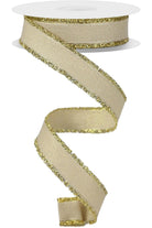 7/8" Fuzzy Edge Ribbon: Gold (10 Yards) - Michelle's aDOORable Creations - Wired Edge Ribbon
