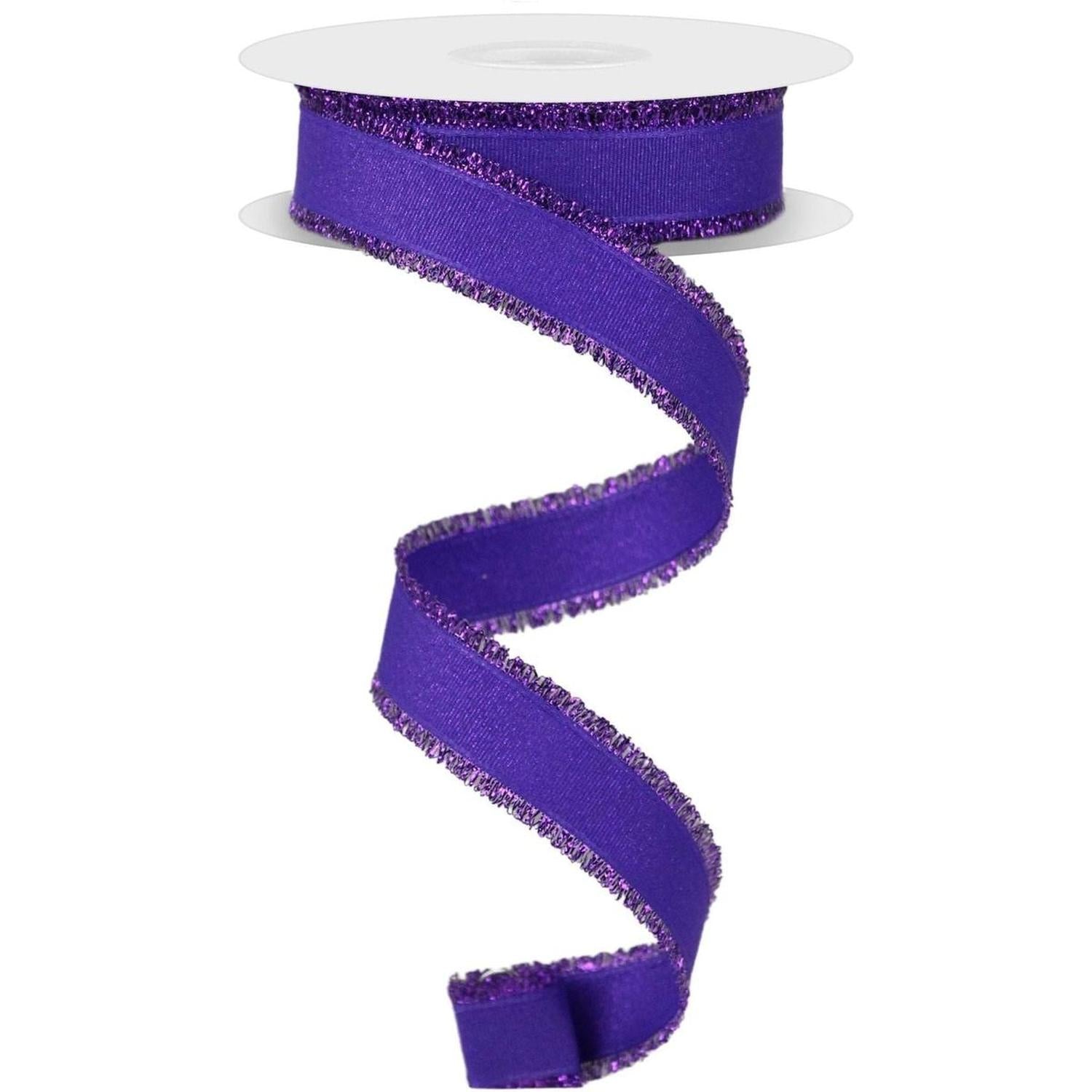 7/8" Fuzzy Edge Ribbon: Purple (10 Yards)