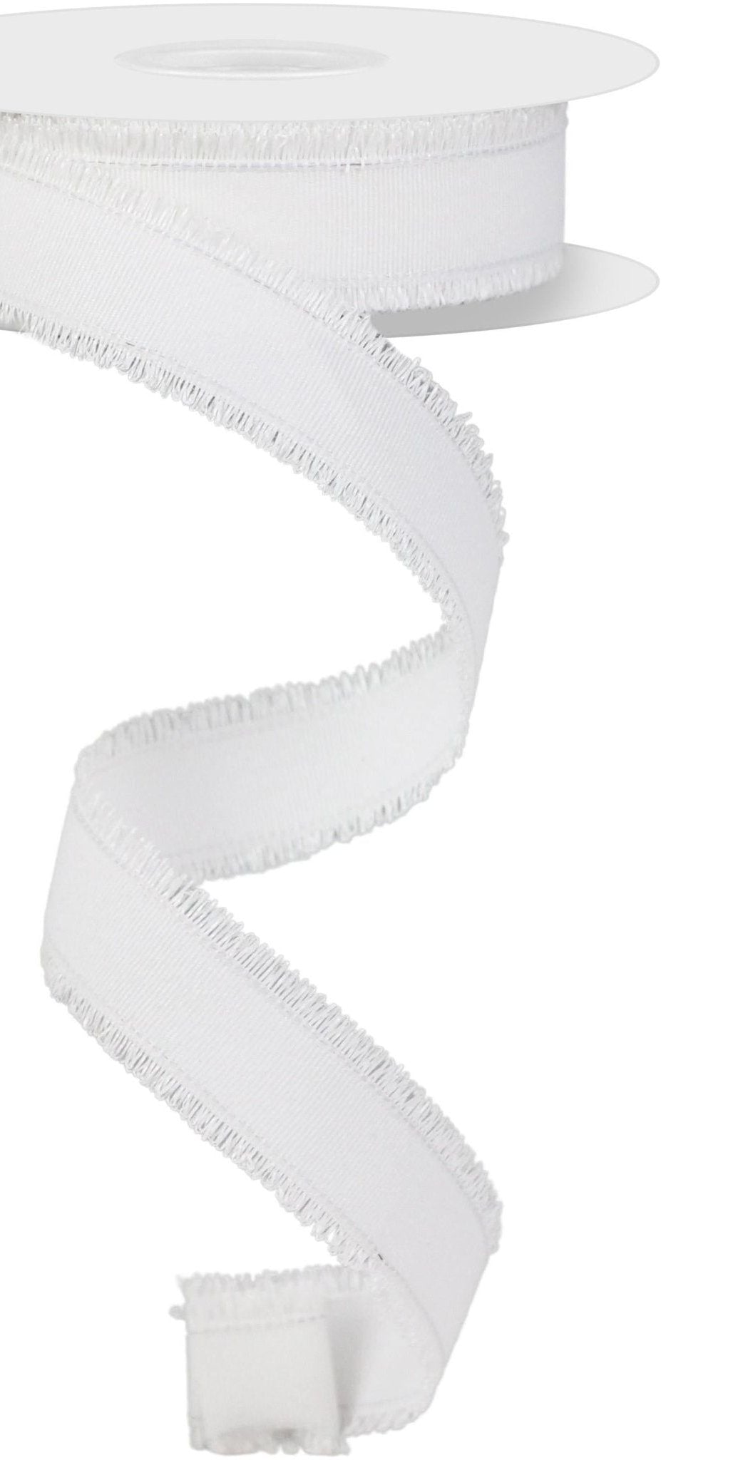 7/8" Fuzzy Edge Ribbon: White (10 Yards) - Michelle's aDOORable Creations - Wired Edge Ribbon