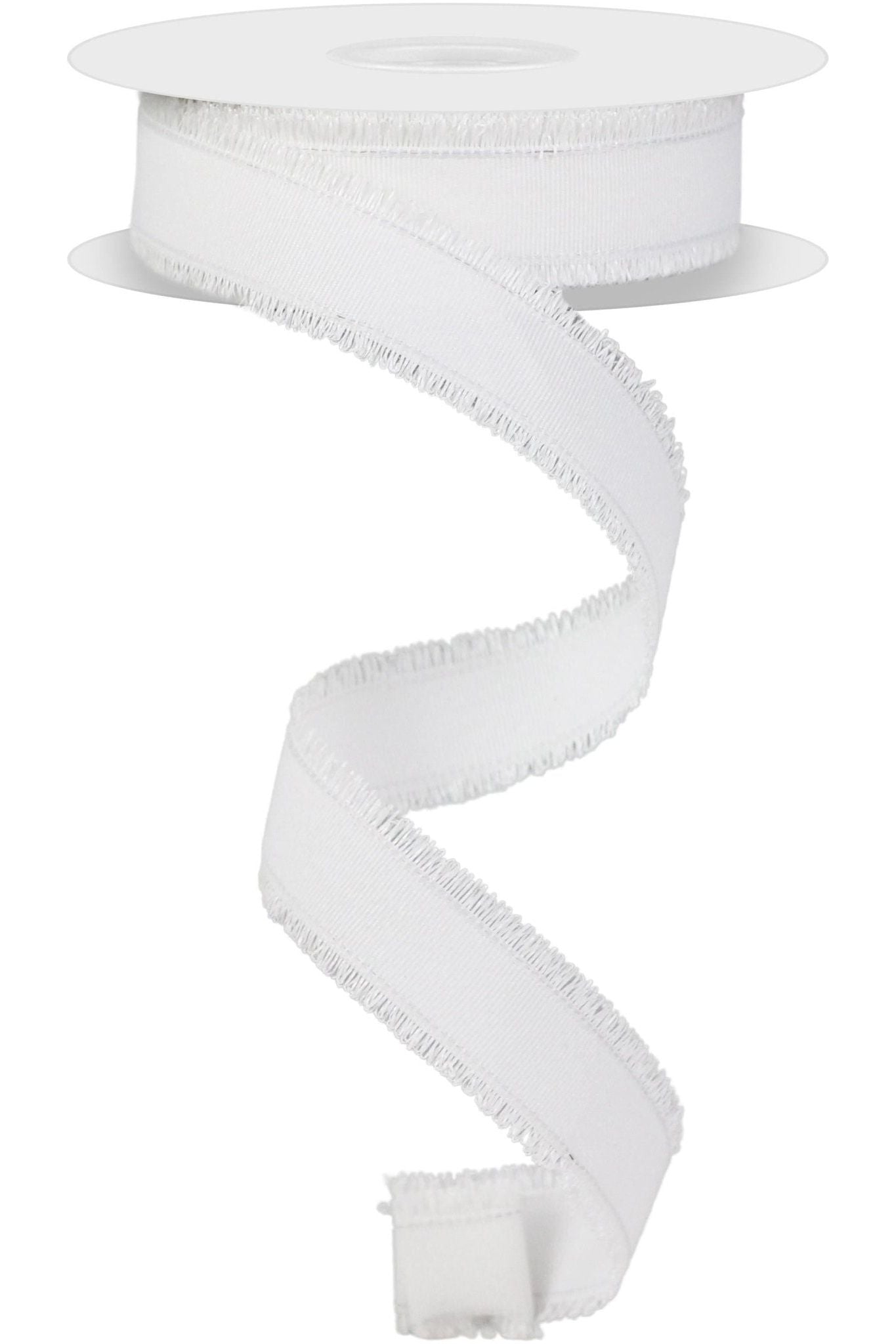 7/8" Fuzzy Edge Ribbon: White (10 Yards) - Michelle's aDOORable Creations - Wired Edge Ribbon
