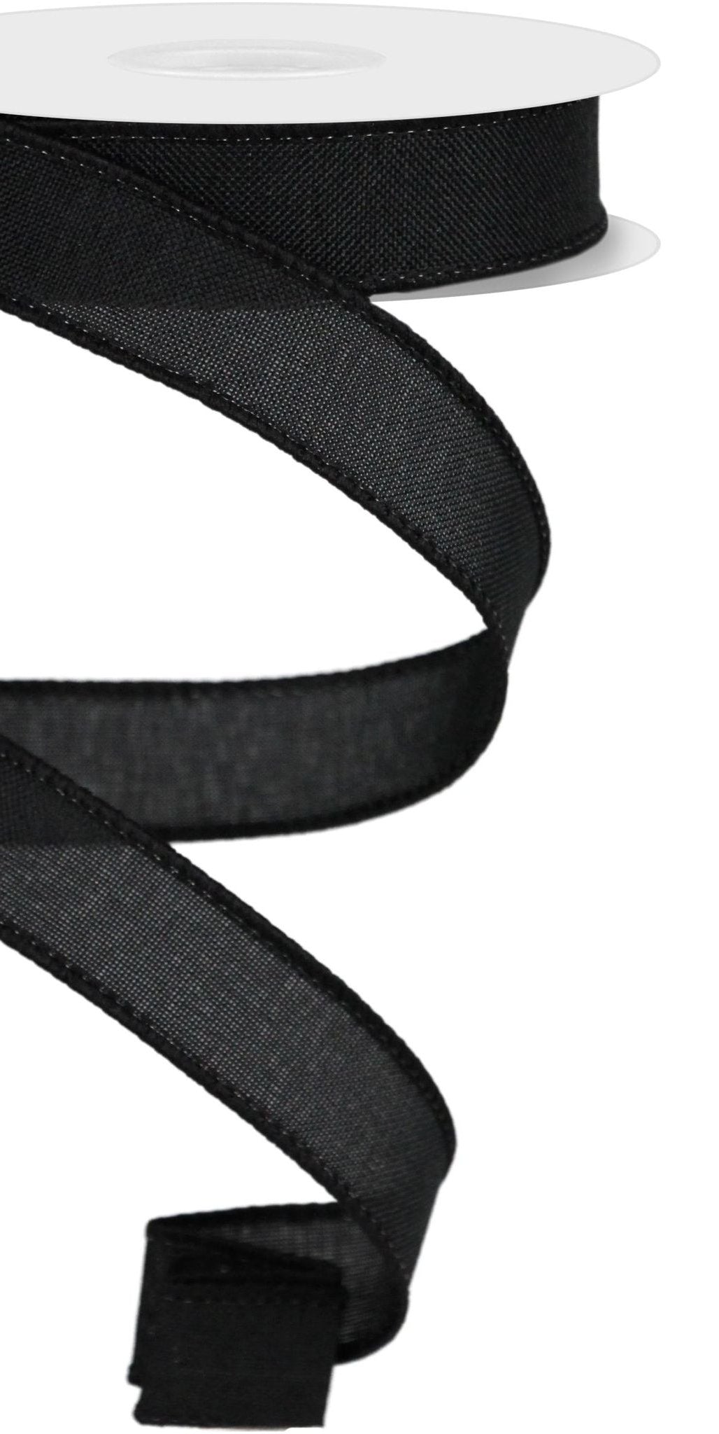 7/8" Royal Canvas Ribbon: Black (10 Yards) - Michelle's aDOORable Creations - Wired Edge Ribbon