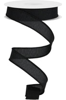 7/8" Royal Canvas Ribbon: Black (10 Yards) - Michelle's aDOORable Creations - Wired Edge Ribbon