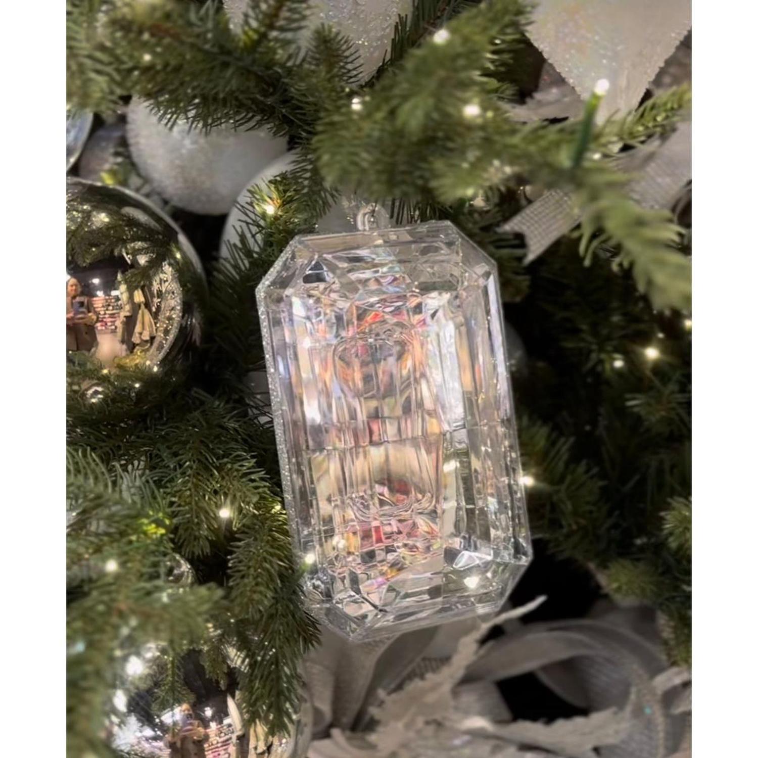 8" Acrylic Rectangle Jewel Ornament: Clear
