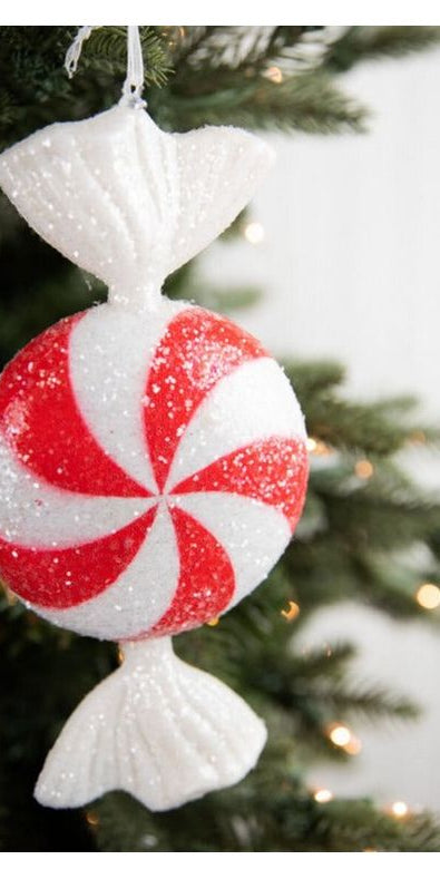 8" Acrylic Wrapped Peppermint Candy Ornament - Michelle's aDOORable Creations - Holiday Ornaments