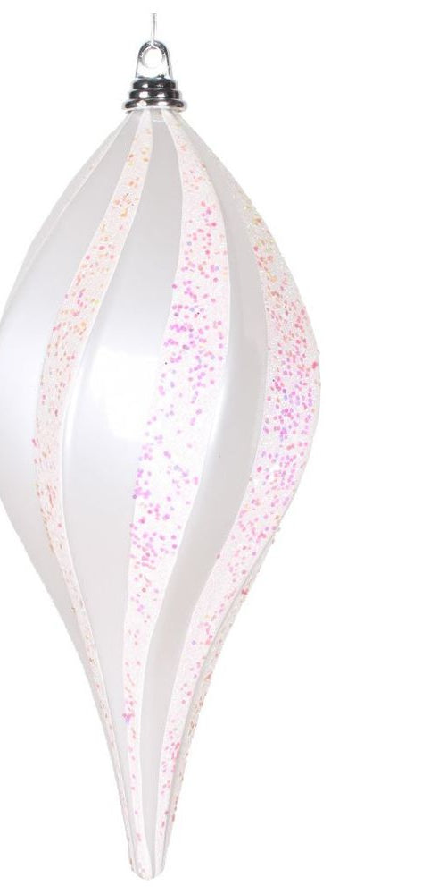 8" Candy Glitter Swirl Drop Ornament: White - Michelle's aDOORable Creations - Holiday Ornaments