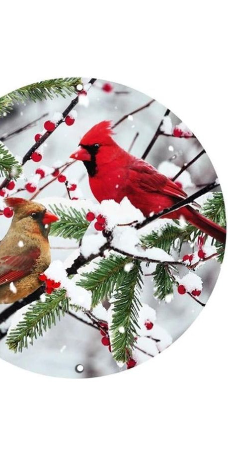 8" Metal Cardinal Sign: Snowy Branch - Michelle's aDOORable Creations - Wooden/Metal Signs