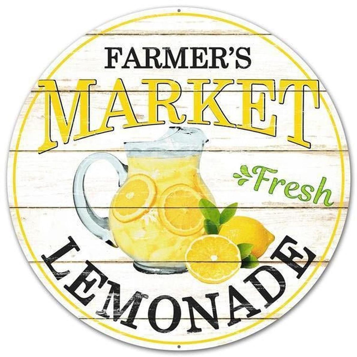 8" Metal Farmer's Market Sign: Lemonade
