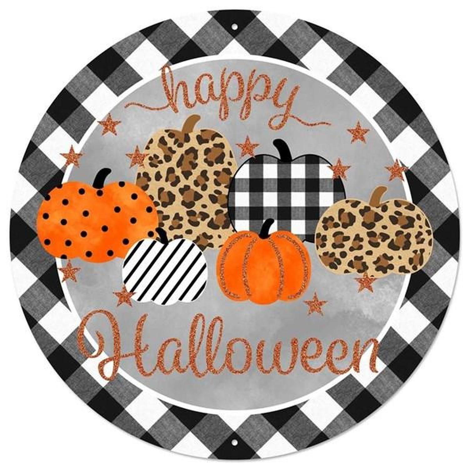 Shop For 8" Metal Sign: Happy Halloween Pumpkins at Michelle's aDOORable Creations