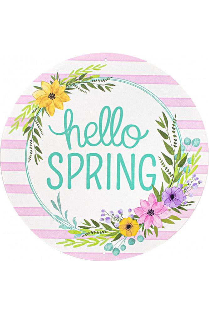 Shop For 8" Metal Sign: Hello Spring Floral MD0947