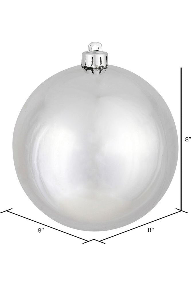 8" Silver Shiny Ball Ornament - Michelle's aDOORable Creations - Holiday Ornaments