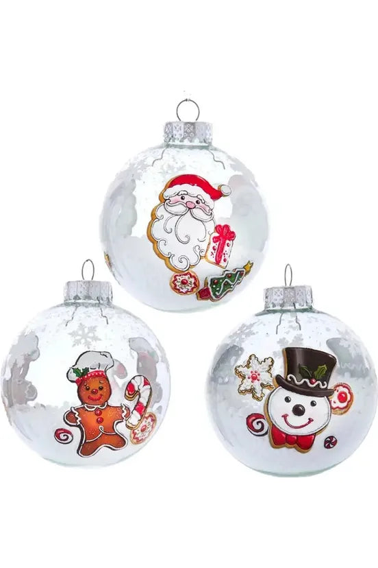 80MM Gingerbread, Snowman and Santa Glass Ball Ornaments - Michelle's aDOORable Creations - Holiday Ornaments