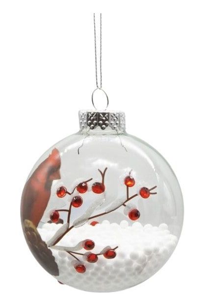 Shop For 80MM Glass Transparent Cardinal Ornaments GG1038-Ball