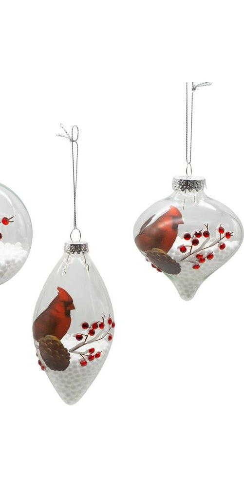 80MM Glass Transparent Cardinal Ornaments - Michelle's aDOORable Creations - Holiday Ornaments