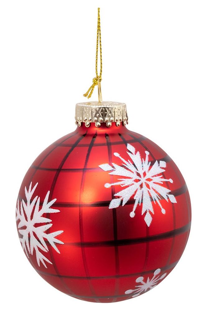 80MM Red Plaid Glass Ball Ornament (Asst 2) - Michelle's aDOORable Creations - Holiday Ornaments