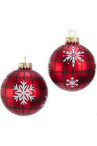 Shop For 80MM Red Plaid Glass Ball Ornament (Asst 2) GG0866