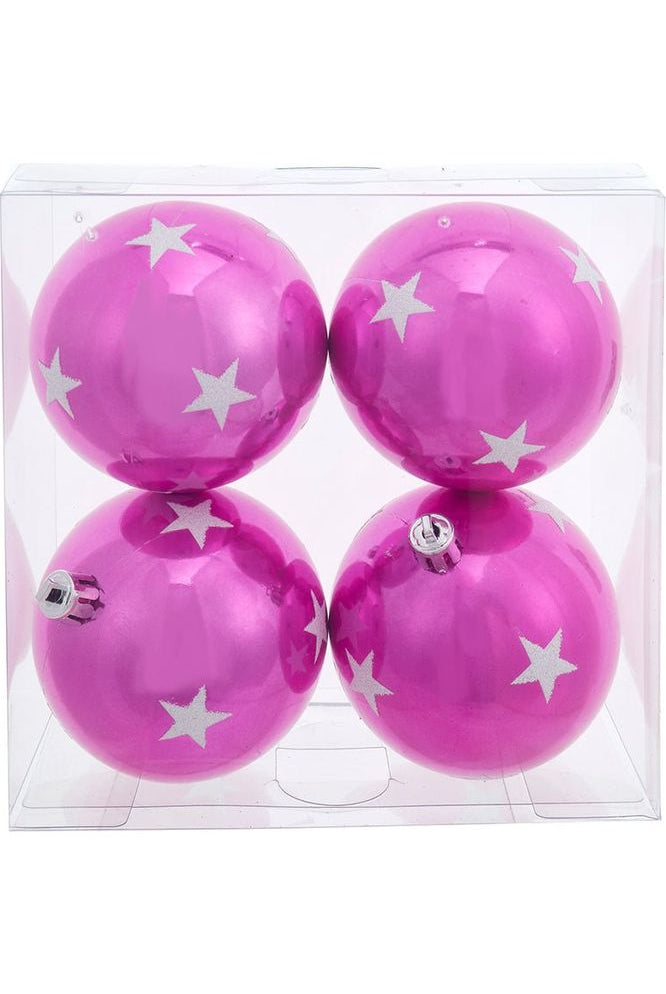 Shop For 80MM Shatterproof Balls With Star Design Ornaments, 4-Piece Box T3694