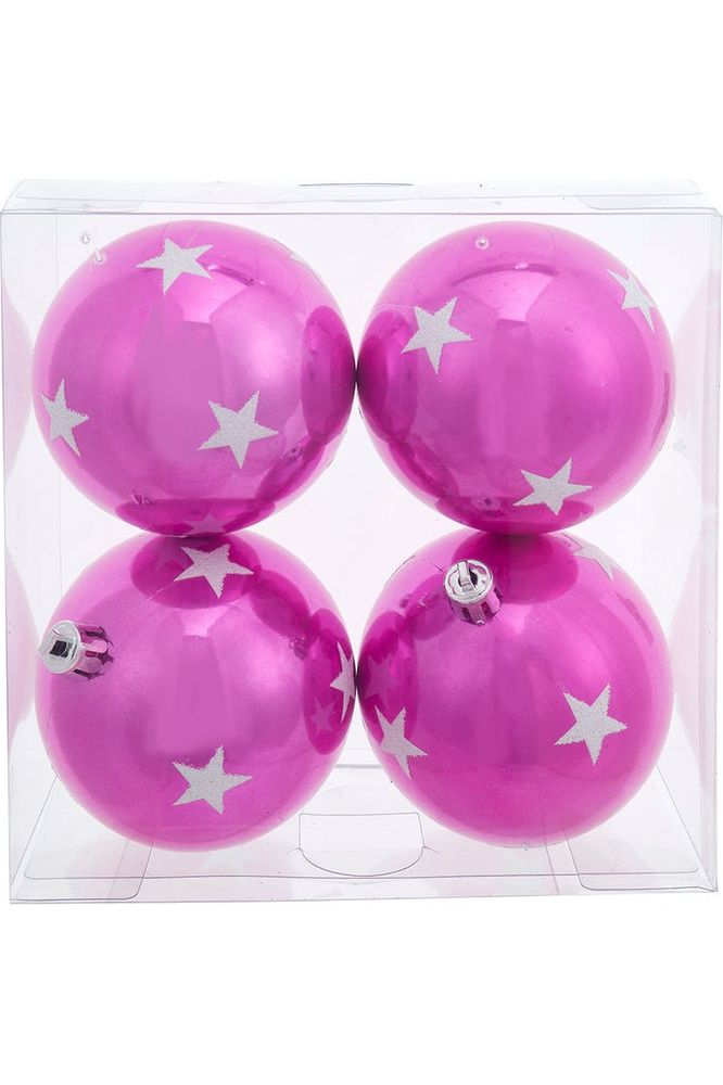 80MM Shatterproof Balls With Star Design Ornaments, 4-Piece Box - Michelle's aDOORable Creations - Holiday Ornaments