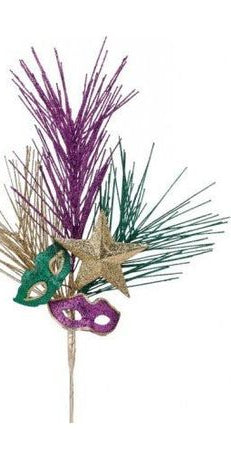 9" Glitter Mardi Gras Mask Pick - Michelle's aDOORable Creations - Sprays and Picks