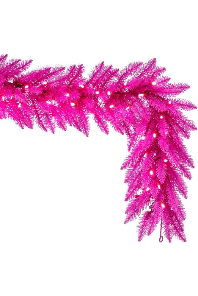9' Hot Pink Artificial Pre-Lit Garland - Michelle's aDOORable Creations - Garland