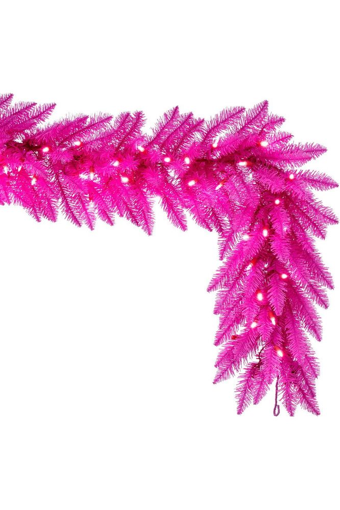 Shop For 9' Hot Pink Artificial Pre-Lit Garland A243915LED