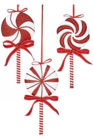 9" Peppermint Lollipop Ornament (Asst 3) - Michelle's aDOORable Creations - Holiday Ornaments