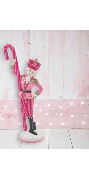 9" Pink Nutcracker w/Candy Cane - Michelle's aDOORable Creations - Holiday Ornaments